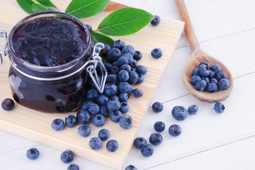 Wall Mural - Jam of blueberries fruits