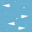 Seamless paper airplane background with hearts