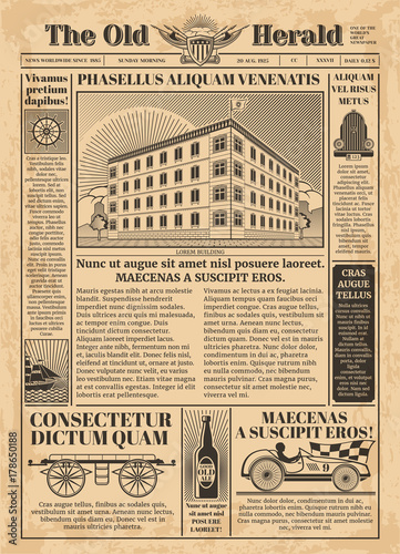 Dekoracja na wymiar  vintage-gazeta-szablon-wektor-z-tekstem-gazety