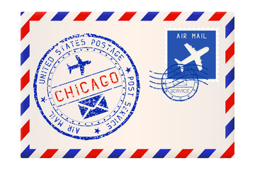 Canvas Print - Envelope with Chicago USA postmark