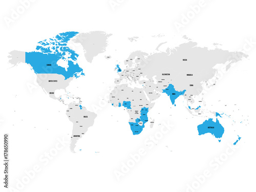Fotografía Member states of the British Commonwealth blue highlighted in the world map
