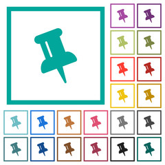 Sticker - Push pin flat color icons with quadrant frames