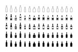 Fototapeta  - Set of black and white bottles of alcohol in different styles. Vector