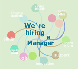 Poster - we are hiring a manager. abstract infographics options template. can be used for workflow layout, di