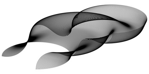 Aufkleber - Fractal curvature of space abstract 3d particle wave mesh in cyber technology style, Data vector abstract futuristic technology illustration