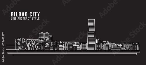 Cityscape Building Line art Vector Illustration design - Bilbao city Tablou Canvas