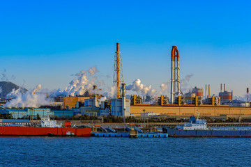 Poster - Industrial landscape on South Korea coastline.