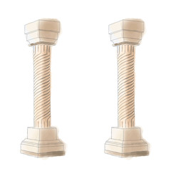 Wall Mural - Stylized Greek doodle pillar column Doric Ionic Corinthian columns. Vector illustration. Classical architecture