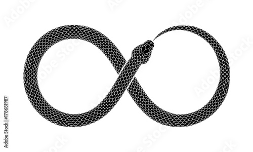 Fotografía Vector tattoo design of Snake bites it's tail in the form of a sign of infinity