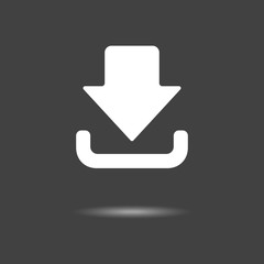 Wall Mural - download icon - simple flat design isolated on grey background, vector