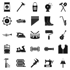 Poster - Working gear icons set, simple style