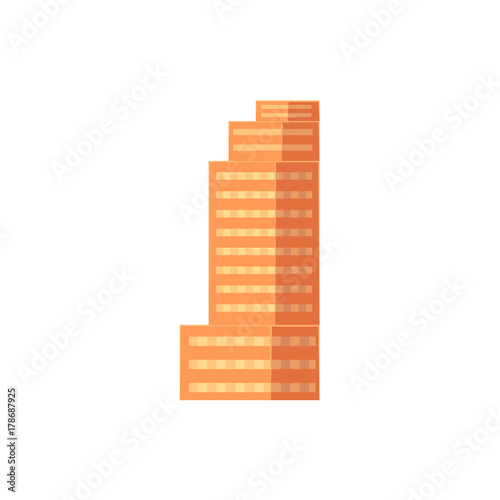 Vector Flat Cartoon Skyscraper Building Apartment House Architecture Brown And White Colored Isolated Illustration On A White Background Buy This Stock Vector And Explore Similar Vectors At Adobe Stock Adobe Stock