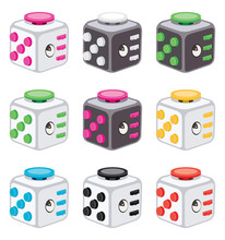 vector colorful icons of fidget cubes