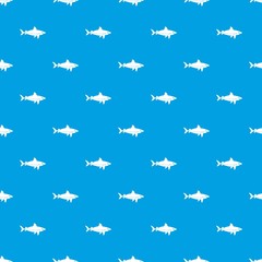 Wall Mural - Shark fish pattern seamless blue