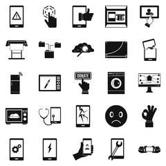 Poster - Screen icons set, simple style