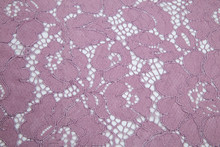 Lace Fabric Guipure On A White Background Is Pale Pink, Delicate