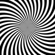 Hypnotic swirl lines or vortex spin or black and white circular motion twirls. Vector optical illusion pattern background of spiral rotating psychedelic hypnosis lines in hypnotic motion