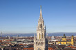 aerial of Munich with tower of new city hall