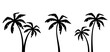 Set of vector black silhouettes of palm trees isolated on a white background.