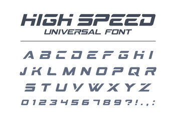 high speed universal font. fast sport, futuristic, technology, future alphabet. letters and numbers 