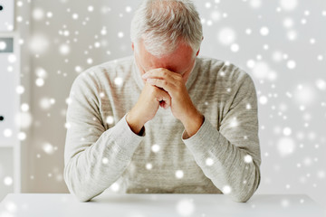 Wall Mural - close up of senior man thinking