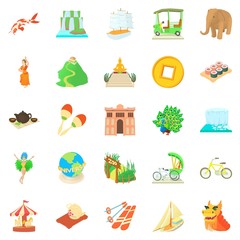 Poster - Tourist activity icons set, cartoon style