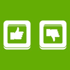 Poster - Signs hand up and down in squares icon green
