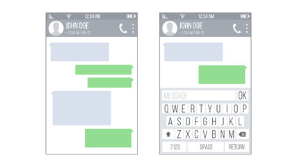 Poster - Mobile UI Kit Messenger Vector. Chat App Design Template. Modern Mobile Keyboard Isolated Illustration