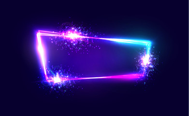 Wall Mural - night club neon sign. blank 3d retro light signboard with shining neon effect. electric street techn