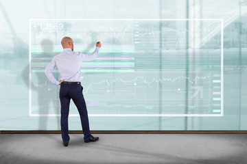 Poster - stock exchange trading data information displayed on a futuristic interface