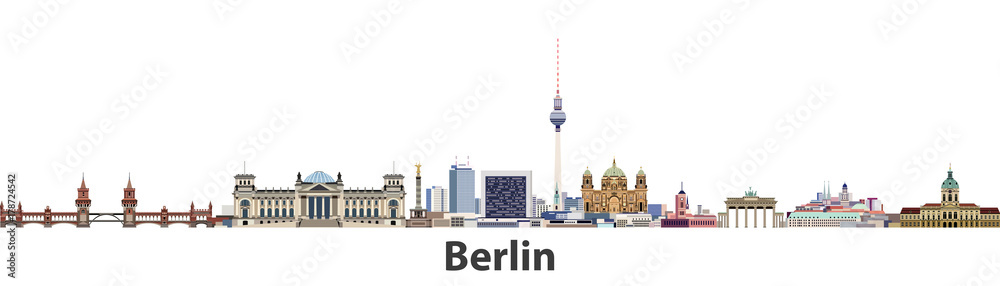 Berlin vector city skyline - obrazy, fototapety, plakaty 