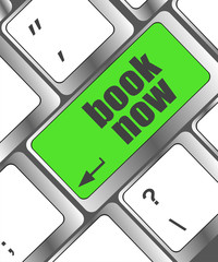 Poster - Book now button on keyboard key, web icon, web button