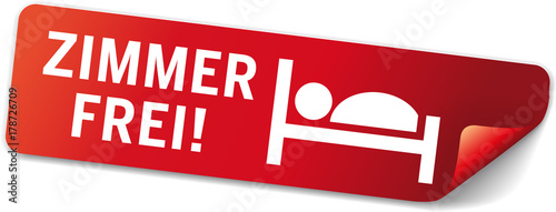 Roter Sticker Zimmer Frei Mit Piktogramm Bett Stock Vector Adobe Stock