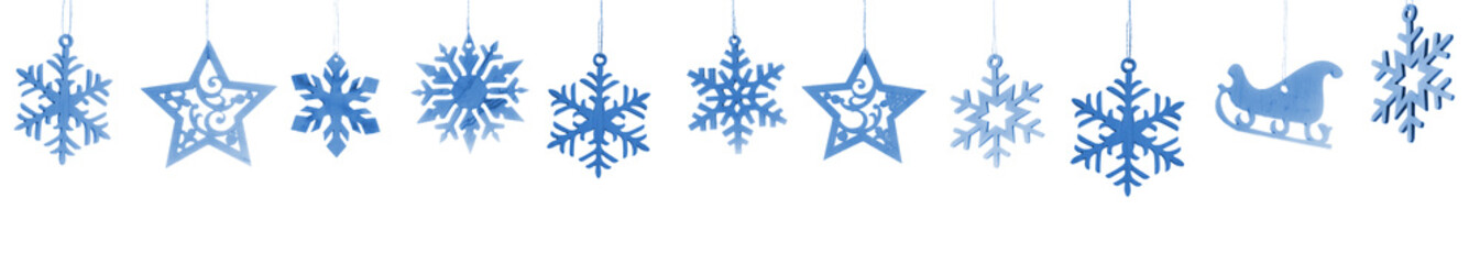 wooden snowflakes and stars  isolated on white background