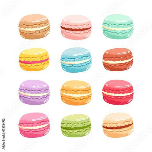 Macarons vector set Poster Mural XXL