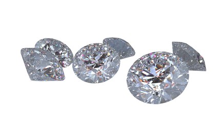 Wall Mural - Diamonds isolated on white 3D rendering model