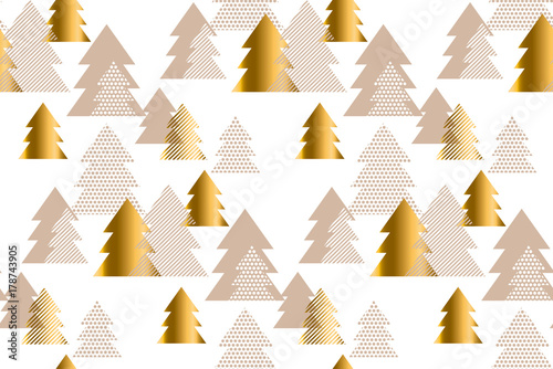 Luxury light new year and xmas tree seamless pattern illustration. Concept Ch...