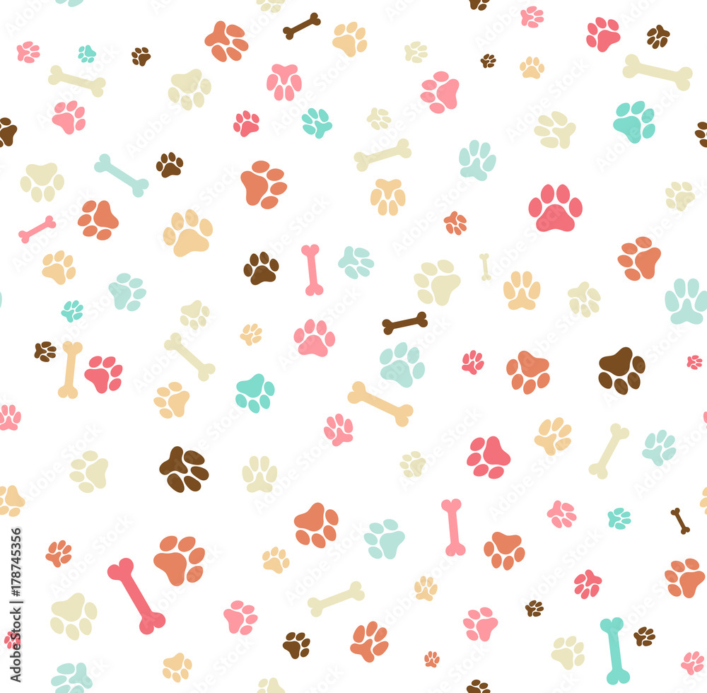 dog-paw-print-seamless-template-for-your-design-wrapping-paper-card-poster-banner-flyer-vector-illustration-isolated-on-white-background-stock-vector-adobe-stock for Free Printable Paw Print Paper Dog paw print seamless. Template for your design, wrapping paper, card, poster, banner, flyer. Vector illustration. Isolated on white background Stock Vector | Adobe Stock for Free Printable Paw Print Paper