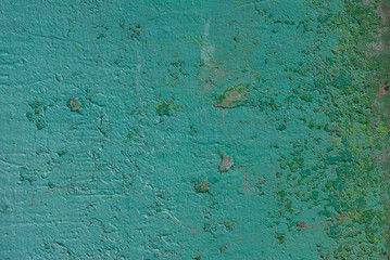 Wall Mural - surface of rusty iron with remnants of old paint, turquoise colour texture, background