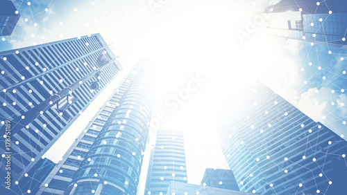 Smart City And Internet With Network Communication Connection On City Building Background Technology Concept Buy This Stock Photo And Explore Similar Images At Adobe Stock Adobe Stock