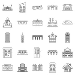 Poster - Hotel icons set, outline style