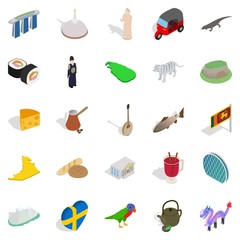 Poster - Sight icons set, isometric style