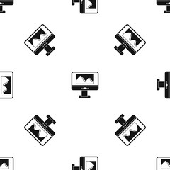 Poster - Computer monitor with photo on screen pattern seamless black