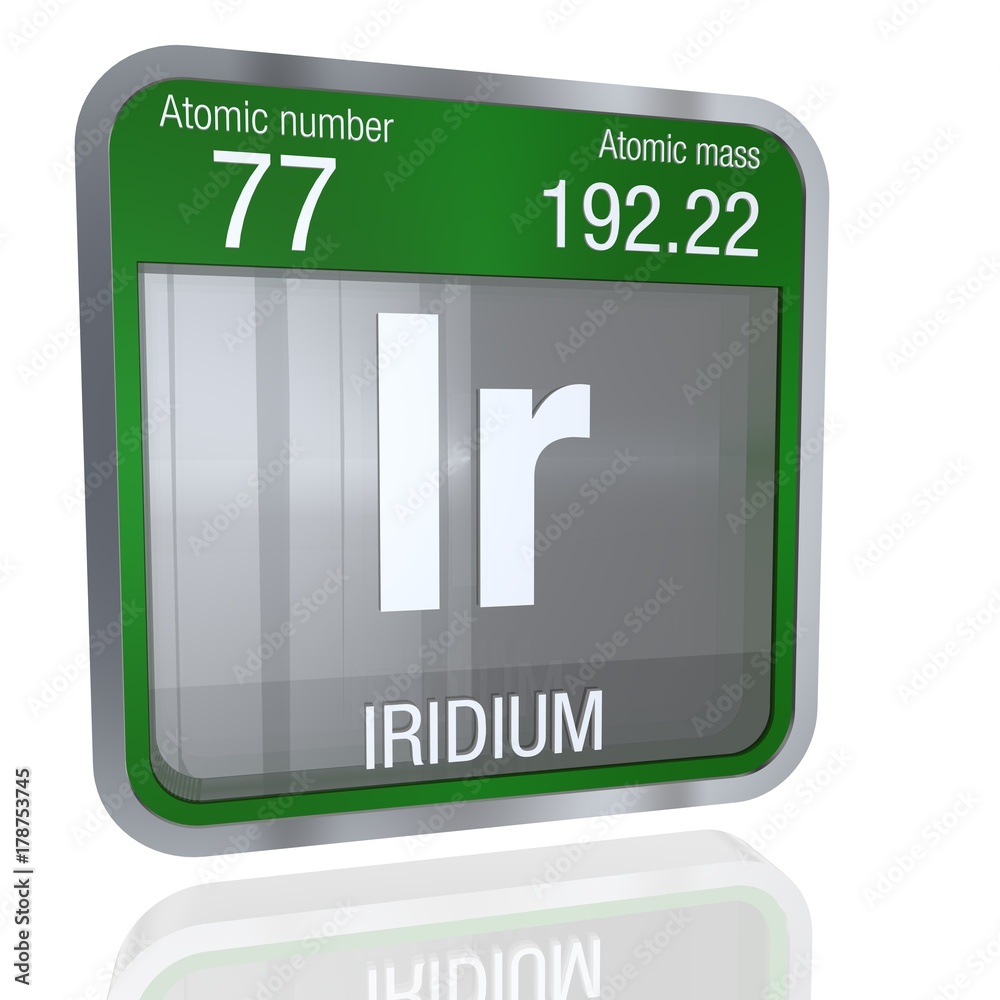 Iridium symbol in square shape with metallic border and transparent ...