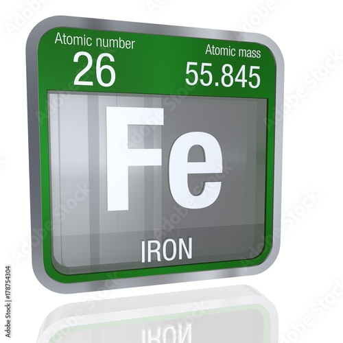 Iron Symbol In Square Shape With Metallic Border And Transpa Iron Symbol In Square Shape With Metallic Border And Transpa Background Reflection On The Floor