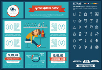 Canvas Print - Drink infographic template and elements. The template includes illustrations of hipster men and huge awesome set of thin line icons. Modern minimalistic flat vector design.