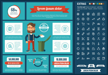 Canvas Print - Ecology infographic template and elements. The template includes illustrations of hipster men and huge awesome set of thin line icons. Modern minimalistic flat vector design.