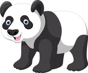 Wall Mural - vector illustration of funny panda cartoon isolated on white background