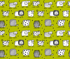 Poster - Funny animals, seamless pattern for your design