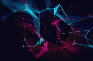 Aufkleber - dots and lines connection on abstract technology background.
